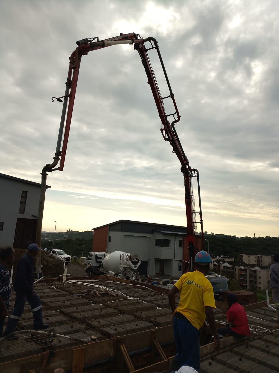 Concrete being placed during construction