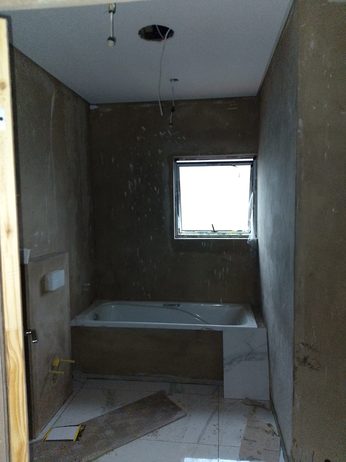 Bathroom during interior finishing