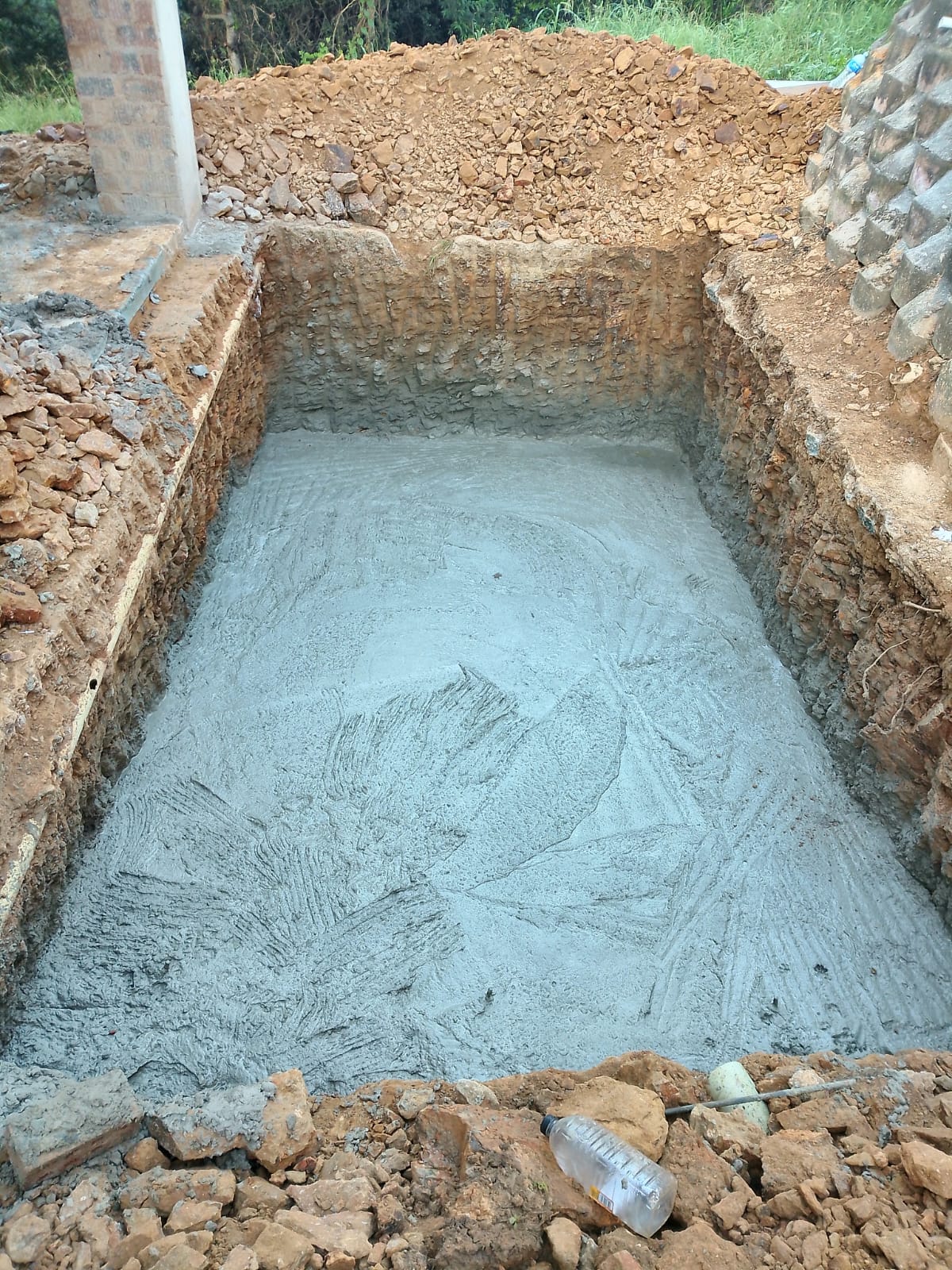 Concrete base during foundation work